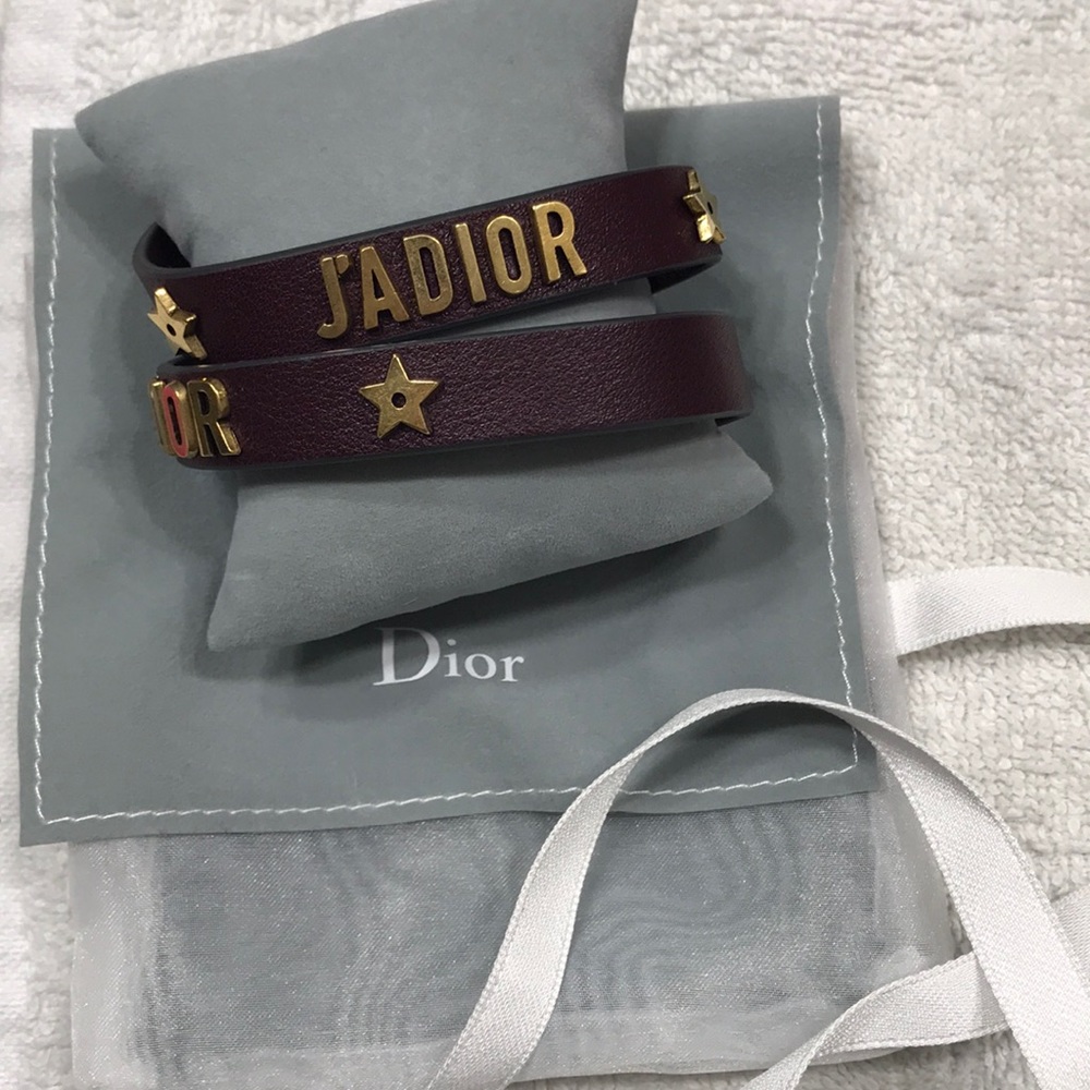 Dior jadior leather bracelet/choker in burgundy